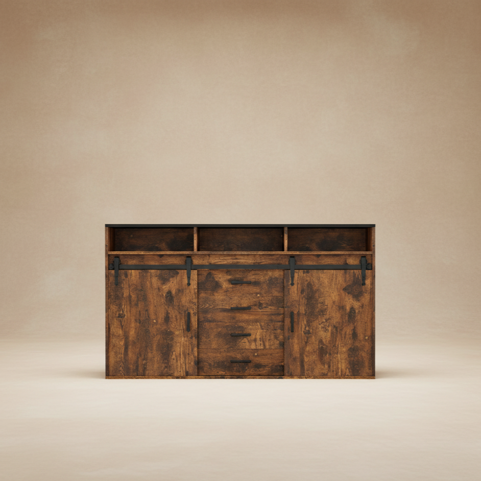 Buffet moderne 140 cm HOMAVO avec portes coulissantes et tiroirs