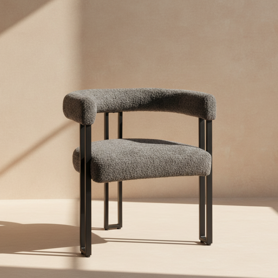 Chaises modernes en chenille gris foncé (lot de 2)