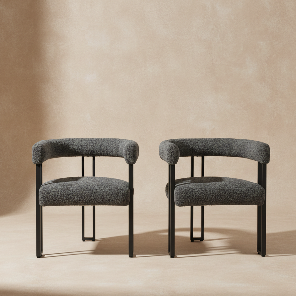 Chaises modernes en chenille gris foncé (lot de 2)