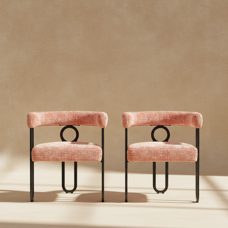 Chaise de salle à manger velours rose design (lot de 2)