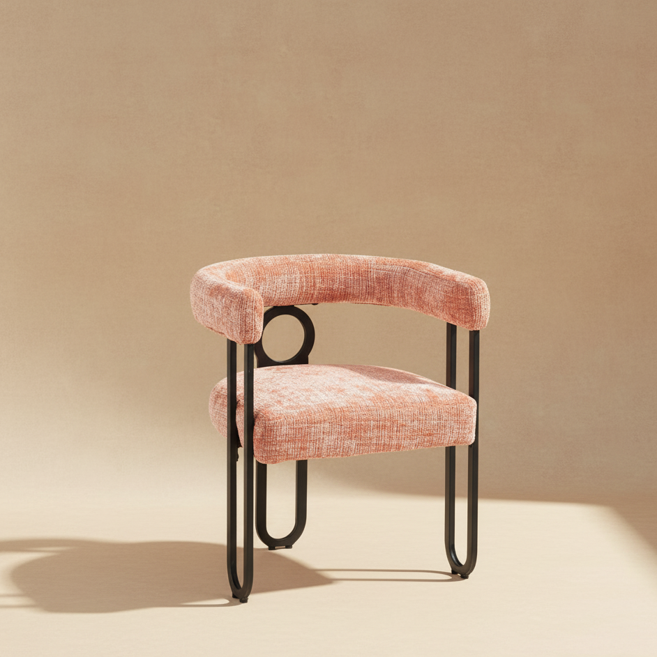 Chaise de salle à manger velours rose design (lot de 2)