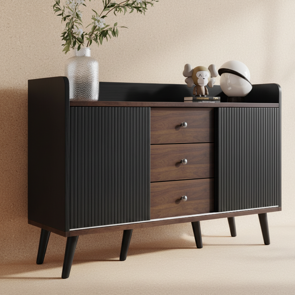 Buffet bois noir design 3 tiroirs