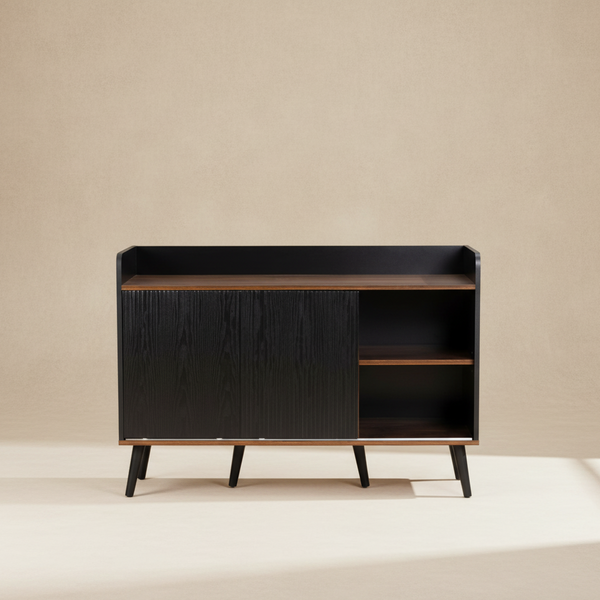 Buffet bois noir design 3 tiroirs