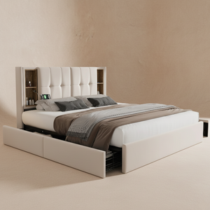 Lit double velours avec rangement 160x200 cm