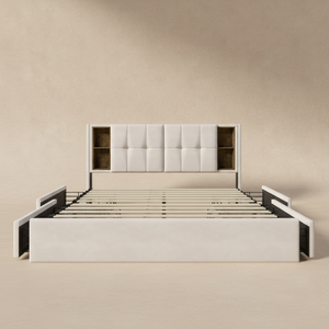 Lit double velours avec rangement 160x200 cm