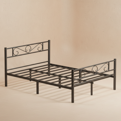 Lit double métal noir design 140x190