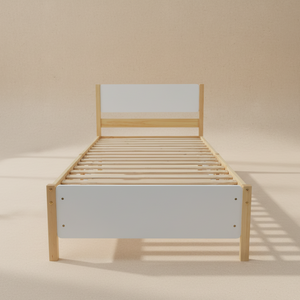 Single bed in natural white wood