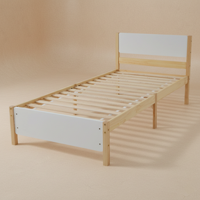 Lit simple bois naturel blanc