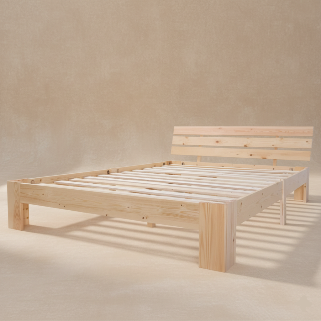 Lit en bois massif naturel 140x200