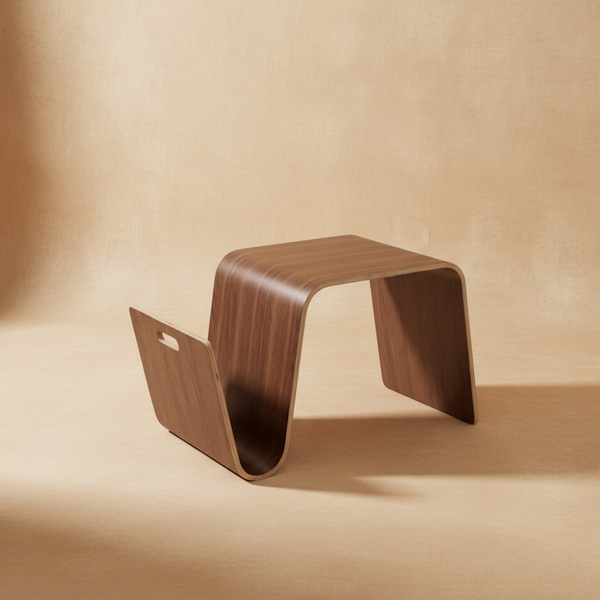 Table basse design N minimaliste bois courbé