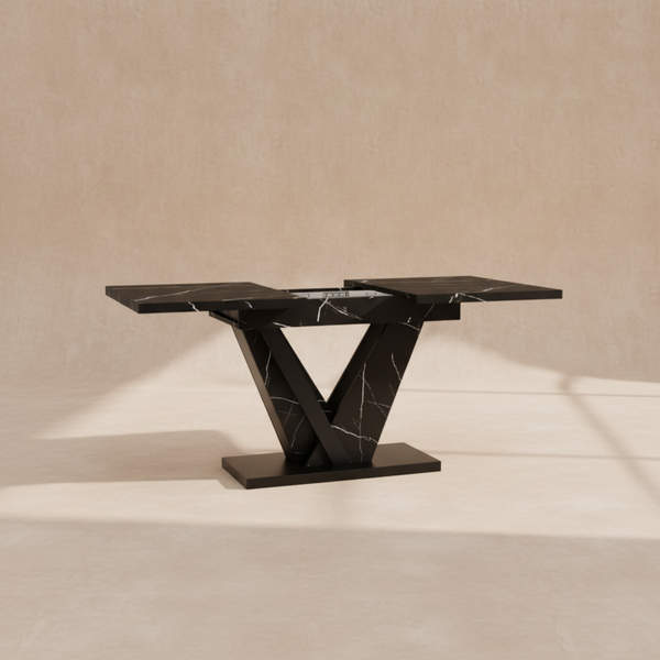 Table à manger extensible marbre noir