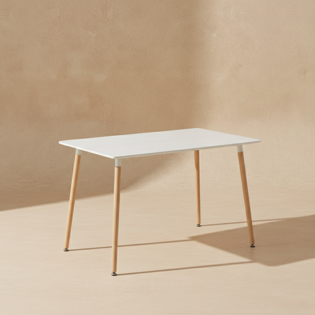 Table à manger minimaliste bois blanc