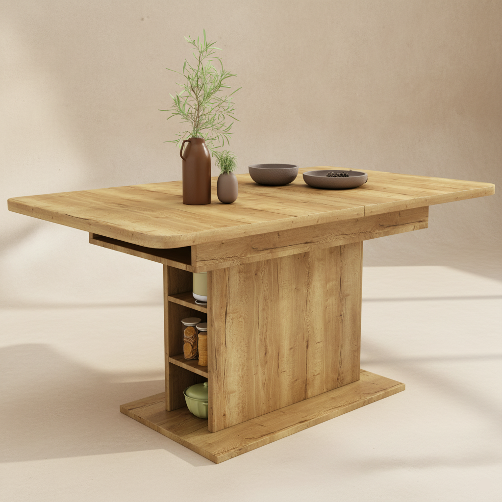 Table à manger extensible bois avec rangement