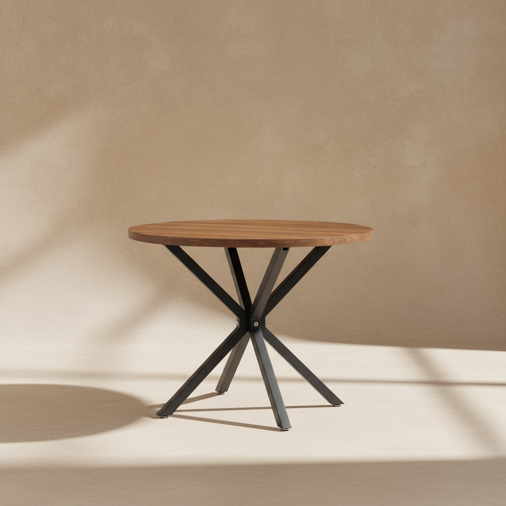 Table ronde bois et métal design