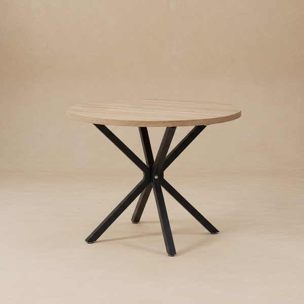 Table ronde bois et métal design