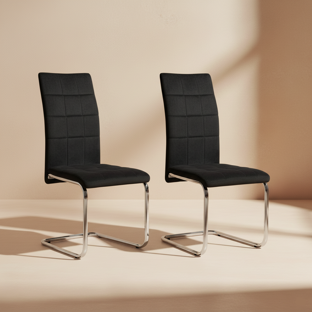 Chaises cantilever velours gris