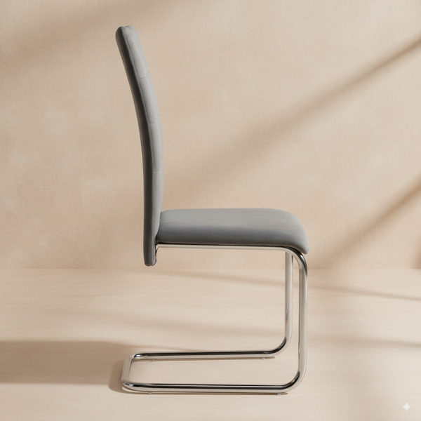 Chaises cantilever velours gris