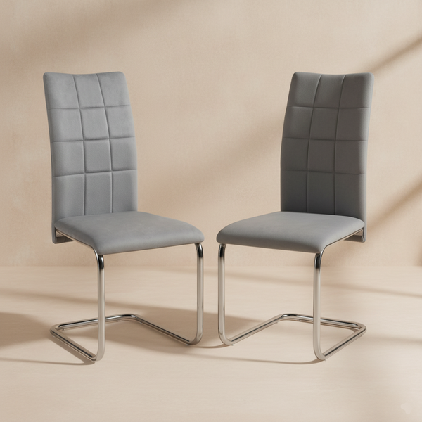 Chaises cantilever velours gris