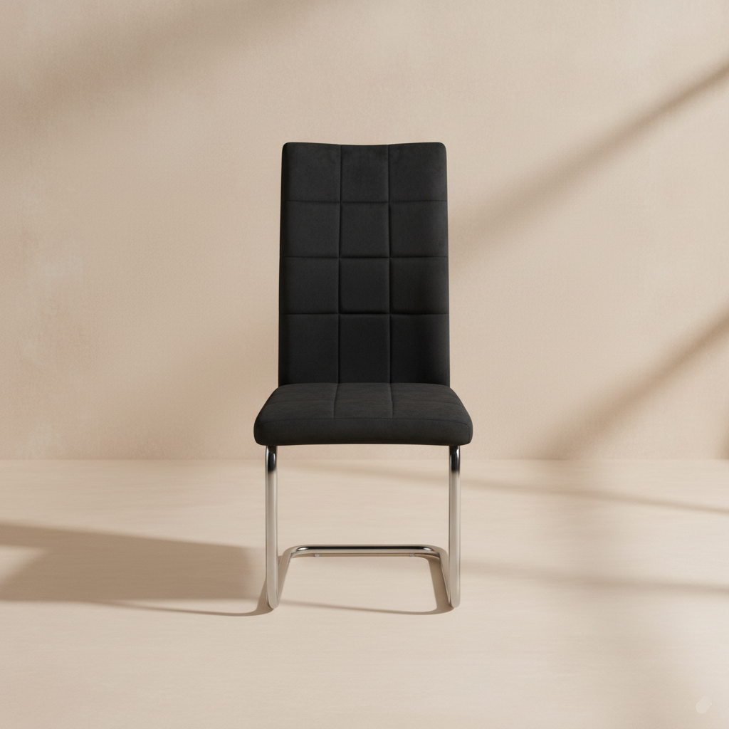 Chaises cantilever velours gris