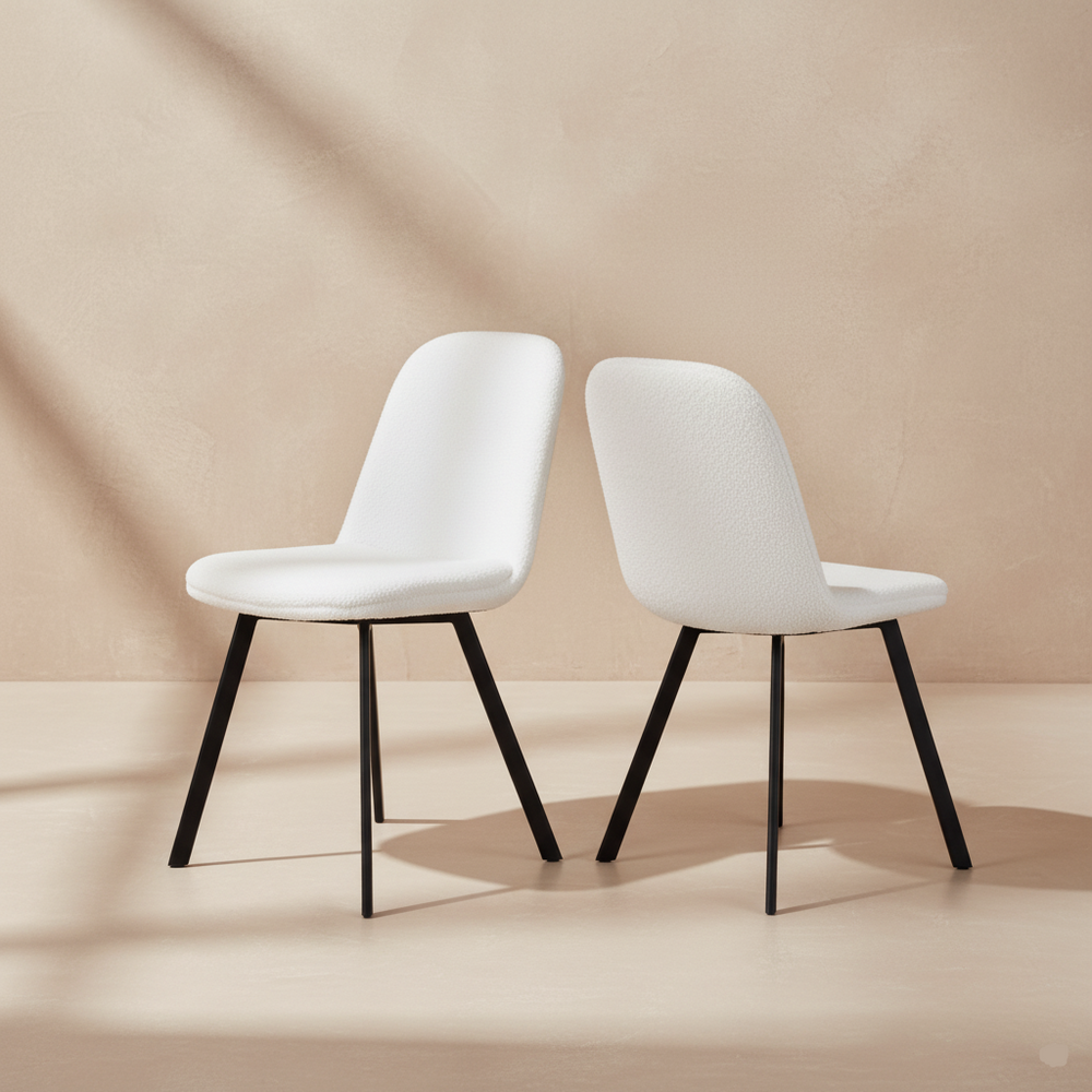 Chaises de salle à manger tissu bouclette (lot de 2)