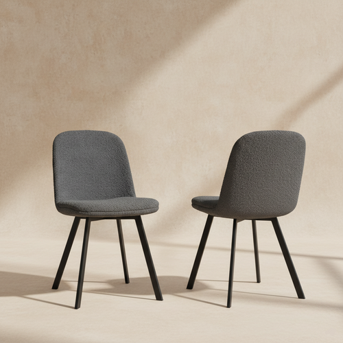 Chaises de salle à manger tissu bouclette (lot de 2)