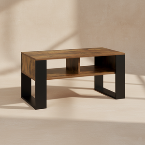 Table basse industrielle bois métal rangement