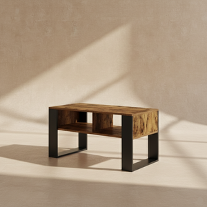 Table basse industrielle bois métal rangement