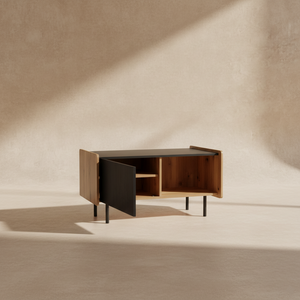 Table basse bois et noir design