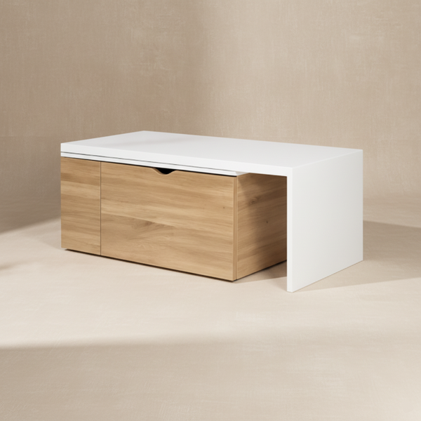 Table basse extensible bois blanc