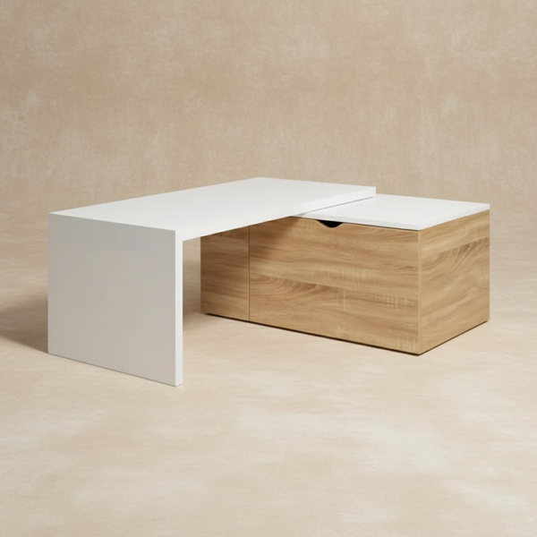 Table basse extensible bois blanc