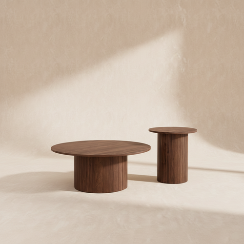 Table basse ronde bois nordique