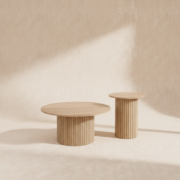 Table basse ronde bois nordique