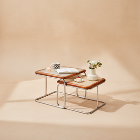 Table basse carrée rotin verre