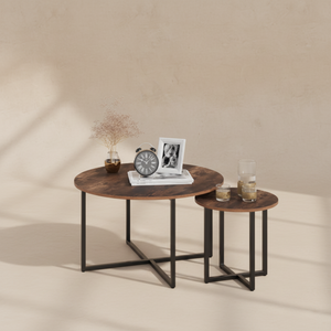 Tables basses rondes vintage métal bois
