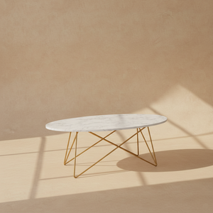 Table basse ovale effet marbre