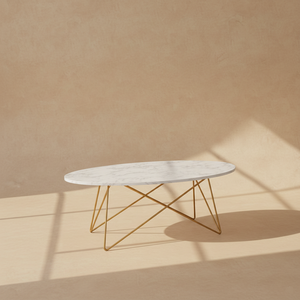 Table basse ovale effet marbre