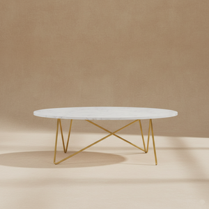 Table basse ovale effet marbre
