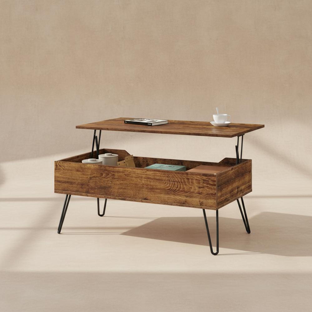 Vintage Couchtisch aus Holz mit Hebemechanismus