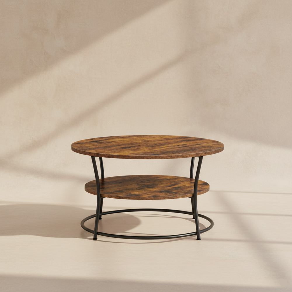 Runder Couchtisch aus Industrieholz