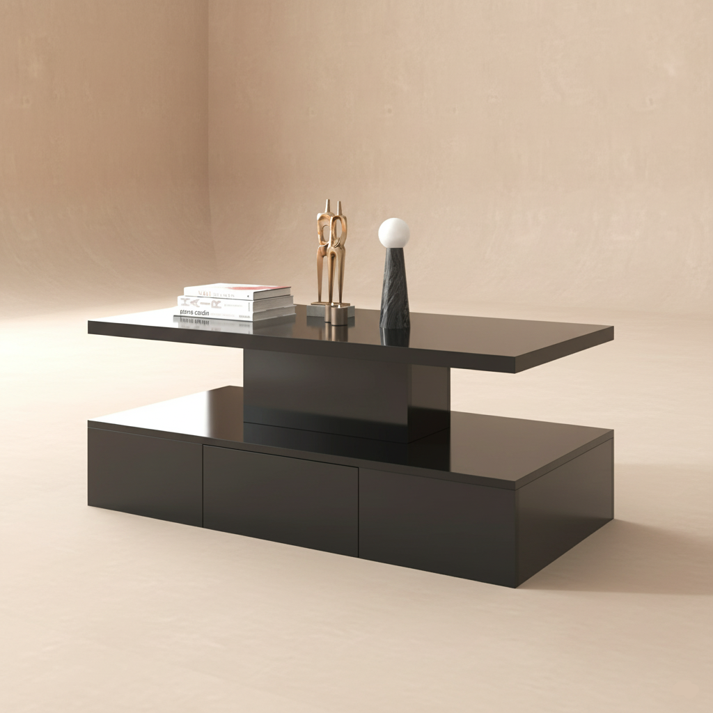 Table basse design noire brillante