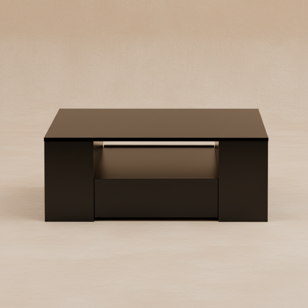 Table basse moderne noire avec tiroirs