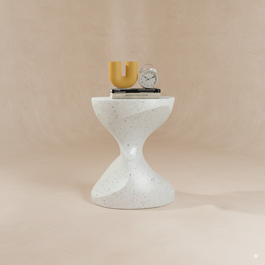 Table d’appoint ronde béton blanc