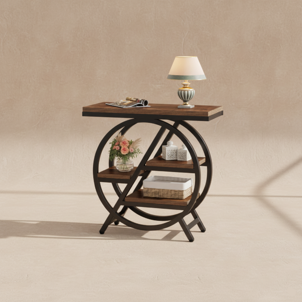 Table d’appoint industrielle bois métal