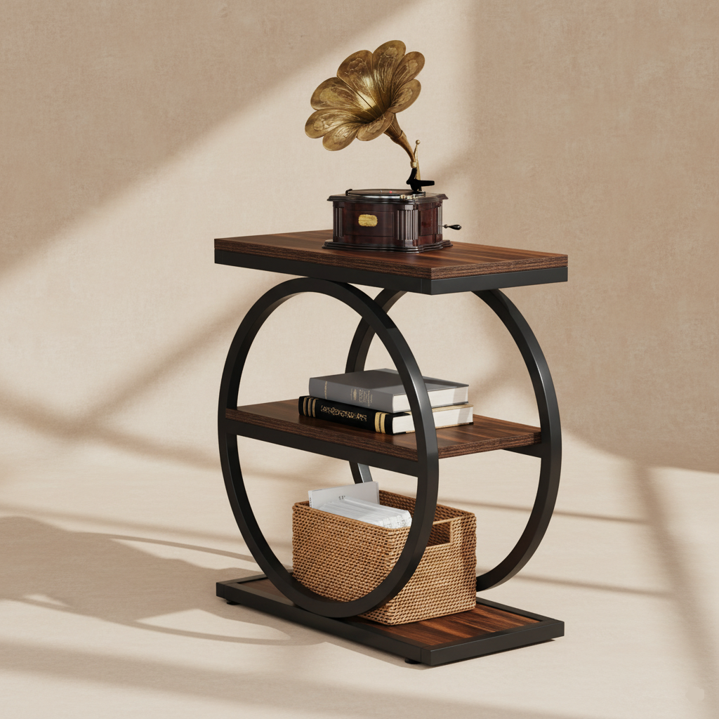 Table d’appoint industrielle bois métal