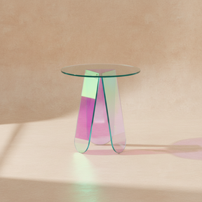 Table d’appoint ronde acrylique iridescente