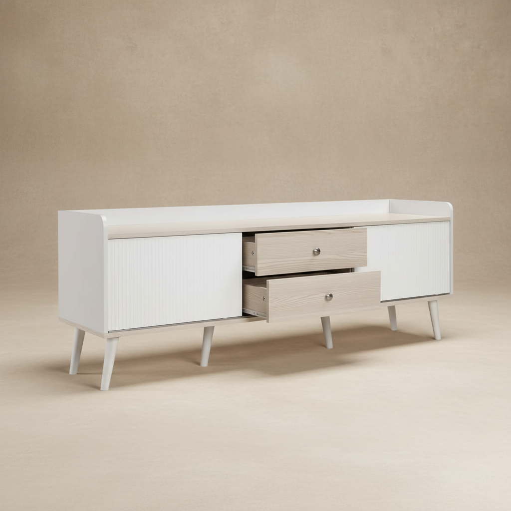 Meuble TV moderne bois blanc