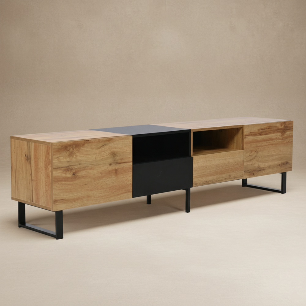 Meuble TV chêne clair noir design