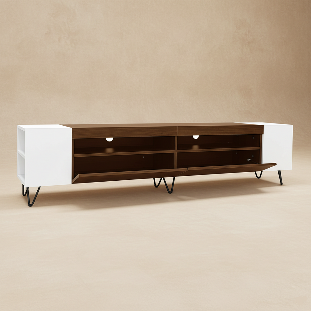 Meuble TV moderne blanc et bois