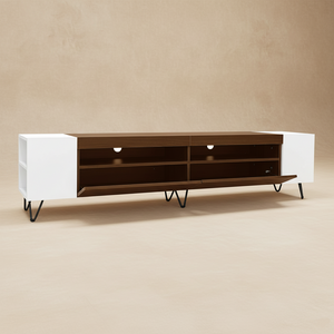 Meuble TV moderne blanc et bois