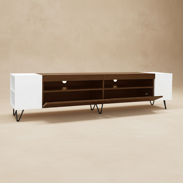 Meuble TV moderne blanc et bois